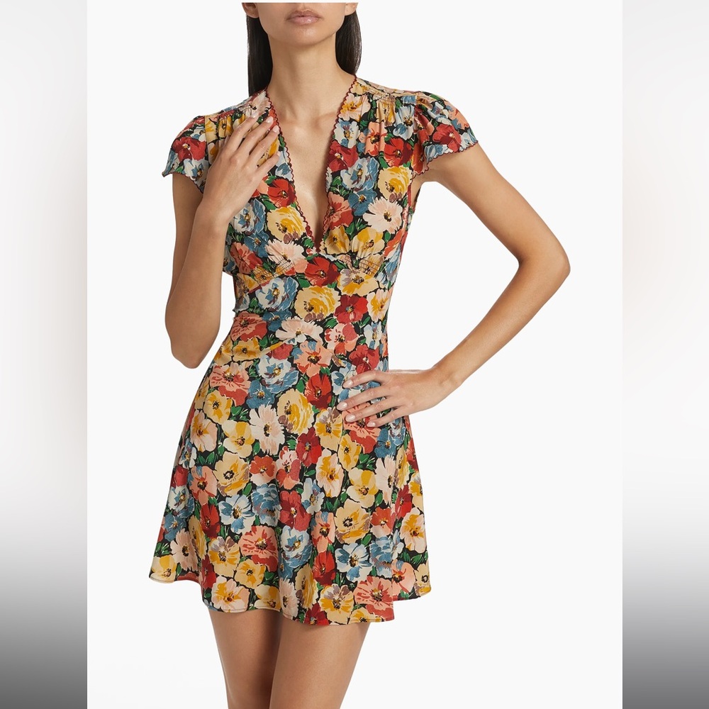 Doen Silk Mini Dress - Dianne in Poppy Meadow (S)